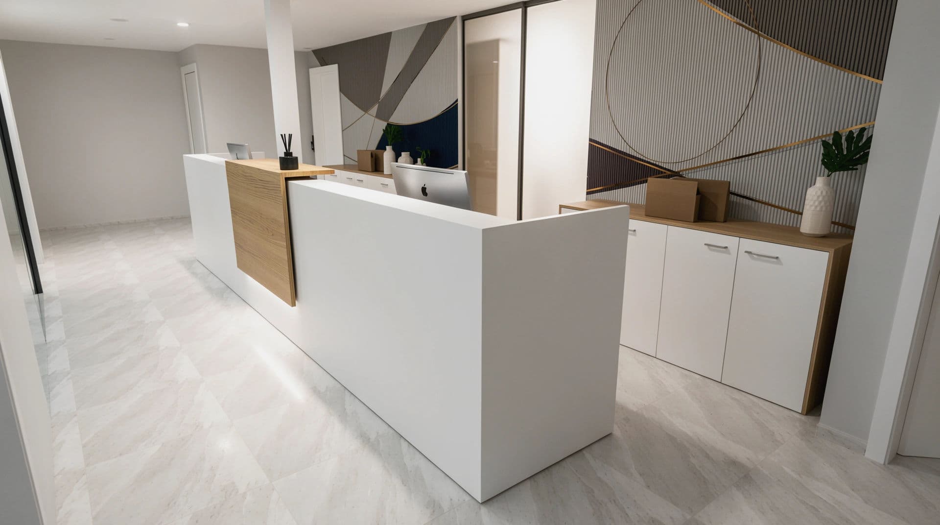 Reception — vista laterale — render indicativo